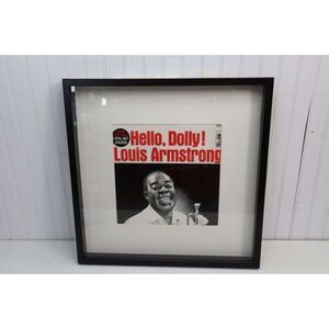 Nice Framed & Matted 21" x 21" Vintage LP Vinyl Album Louis Armstrong "Hello Dol